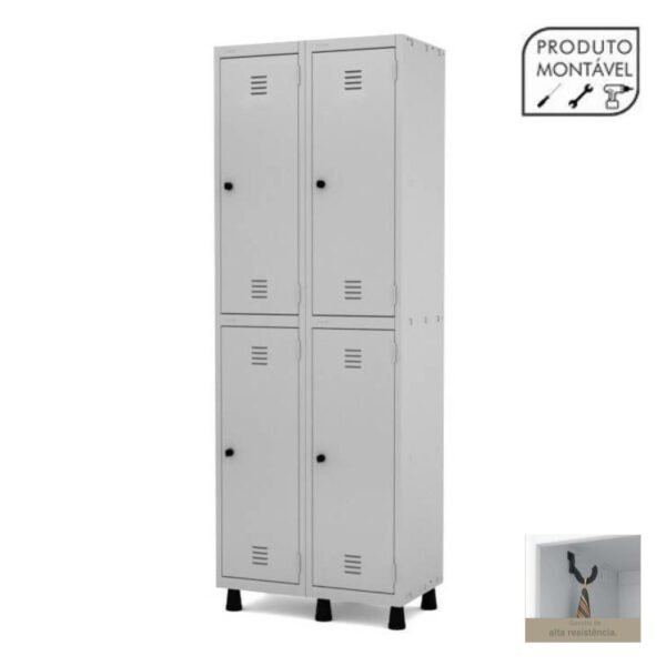 Armário Roupeiro de Aço com 04 PORTAS GRANDES - 1,93x0,69x0,40m - CZ/CZ - PANDIN - 10002