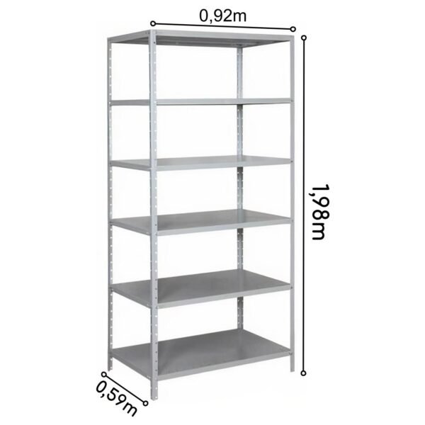 Estante de Aço com 06 Bandejas 59 cm (22/16) - 1,98x0,92x0,59m - NOBRE - 11125 - Image 2