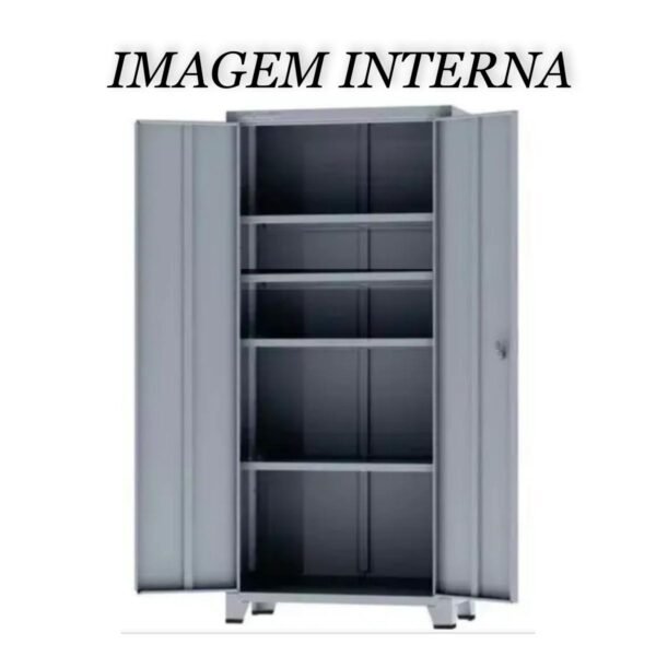 Armário de Aço c/ 02 portas REFORÇADO - (PA - 90) - 1,98x0,90x0,40m - Chapa # 22 - Cinza- 12113 - Image 3