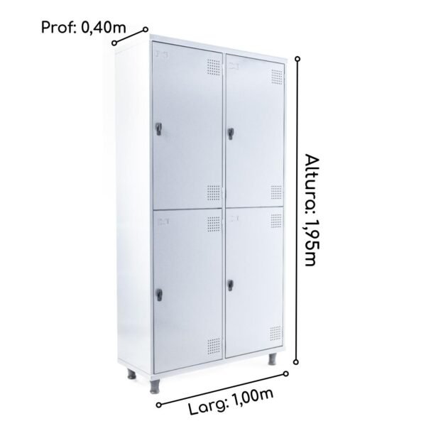 Roupeiro de Aço INSALUBRE com 04 Portas - 1,95x1,00x0,40m - CZ/CZ - SA  - 14006 - Image 2