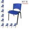 Kit 10 Cadeiras Plásticas 04 pés REALPLAST - COR AZUL - 24003