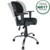 Cadeira Executiva Back System COSTURADA - ARANHA CROMADA - Braços Reguláveis - Cor Preta - PMD - 31011
