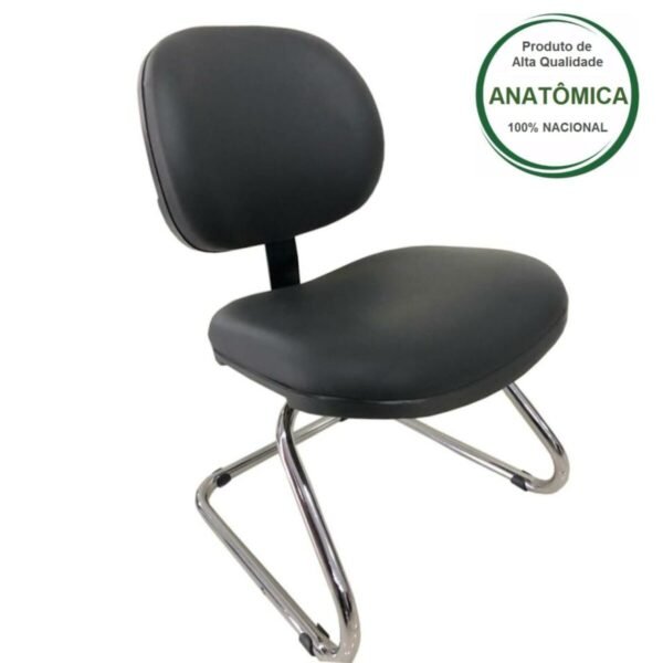 Cadeira Executiva LISA Base em "S" CROMADA - Cor Preta - PMD - 31015
