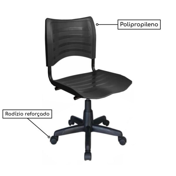Cadeira de Escritório Giratória PLÁSTICA - MRPLAST - COR PRETO - 31312 - Image 2