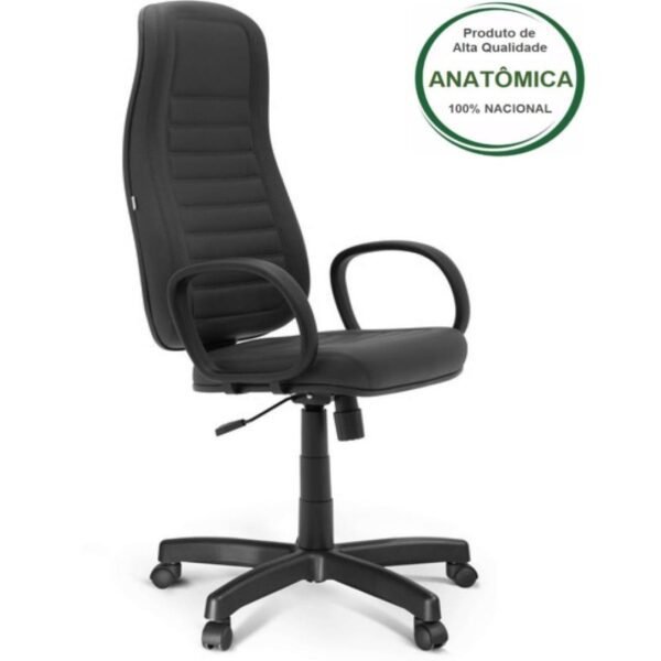 Cadeira Escritório Presidente ALTA (COSTURADA) c/ BRAÇO CORSA - COR PRETO - MARTIFLEX - 32958
