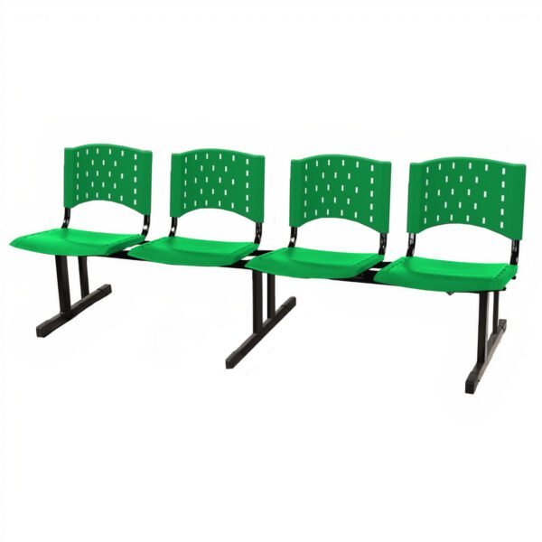Cadeira Longarina PLASTICA 4 Lugares Cor Verde - REALPLAST - 33091