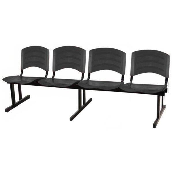 Cadeira Longarina PLASTICA 4 Lugares Cor Preto - 33095
