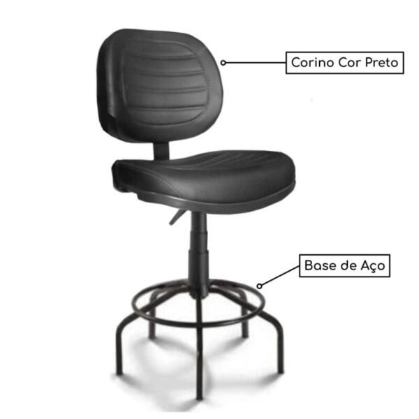 Cadeira Caixa EXECUTIVA COSTURADA sem Braços - (Aranha MARTIFLEX) - Cor Preta - 35033 - Image 2