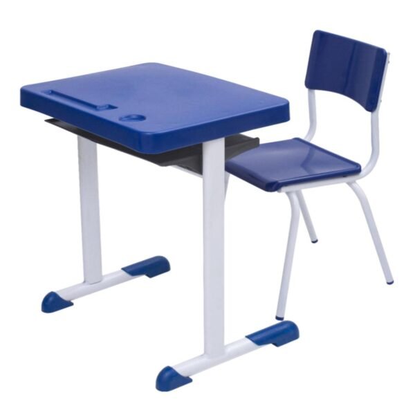 Kit Escolar Individual  AZUL – (Mesa e Cadeira) – JUVENIL 06 a 09 Anos – REALPLAST - 40999