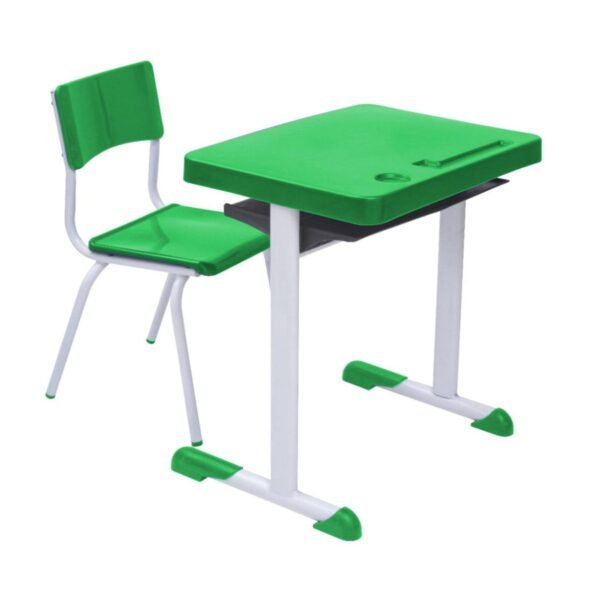 Kit Escolar Individual VERDE – (Mesa e Cadeira) – JUVENIL 06 a 09 Anos – REALPLAST - COR VERDE - 41084