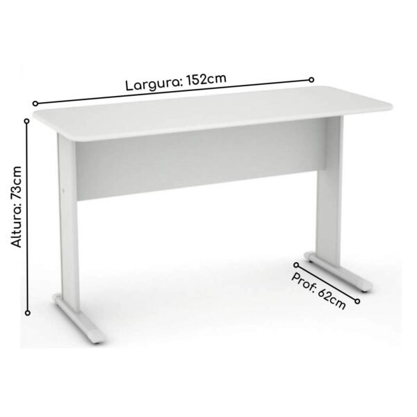 Mesa Escritório 1,52x0,62m - S/ Gavetas - PANDIN - CINZA/CINZA - 43081 - Image 2