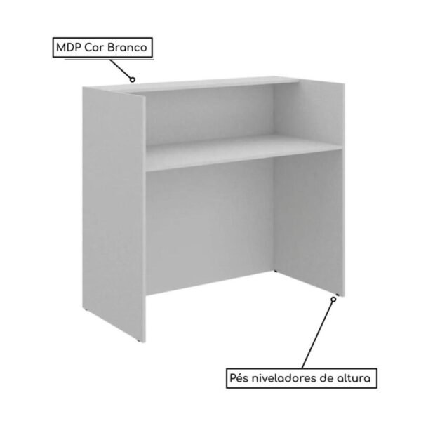 Balcão de Atendimento 0,90x0,60m - S/ Gavetas - NEW CITY - Cor Branco - 63095 - Image 3