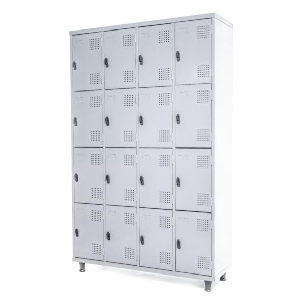 Armário Roupeiro de Aço c/ 16 Portas PEQUENAS - 1,95x1,25x0,40m - SA - CZ/CZ - 14000