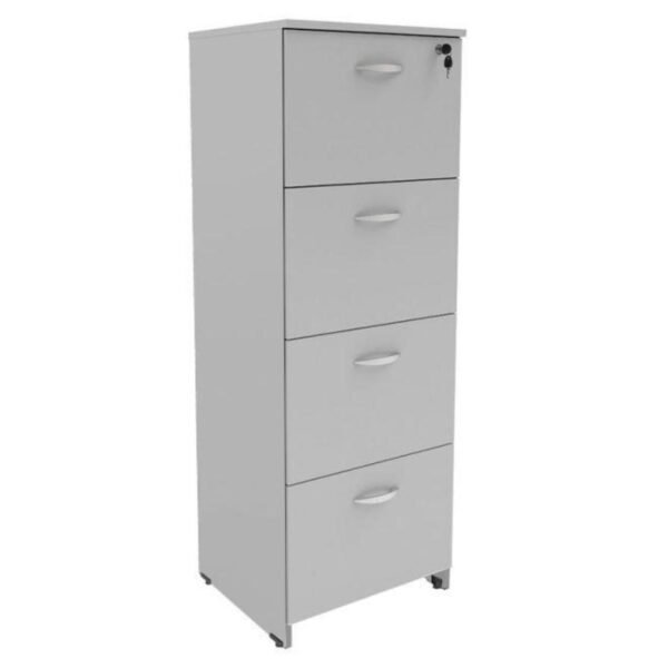 Arquivo de Madeira 04 Gavetas Pasta Suspensa - 1,32x0,46x0,42m - WORKSTART - CINZA/CINZA - 21211