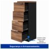 Arquivo 04 Gavetas Pasta Suspensa - 1,28x0,46x0,45m - WORK START  - NOGAL SEVILHA/PRETO - 21410 - Image 3