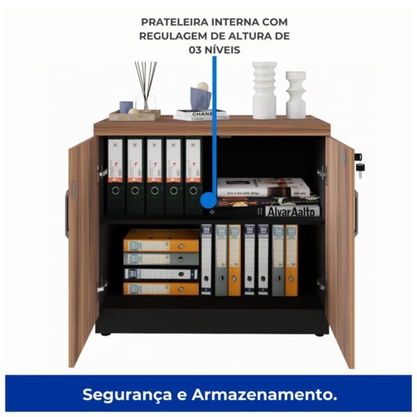 Armário Baixo com 02 Portas - 0,80x0,74x0,45m- WORKSTART - NOGAL SEVILHA/PRETO - 21411 - Image 2