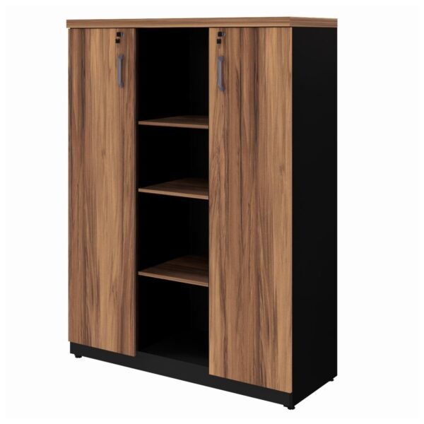 Armário Alto Credenza com Nicho - 1,61x1,20x0,45m - WORKSTART- NOGAL SEVILHA/PRETO - 21415