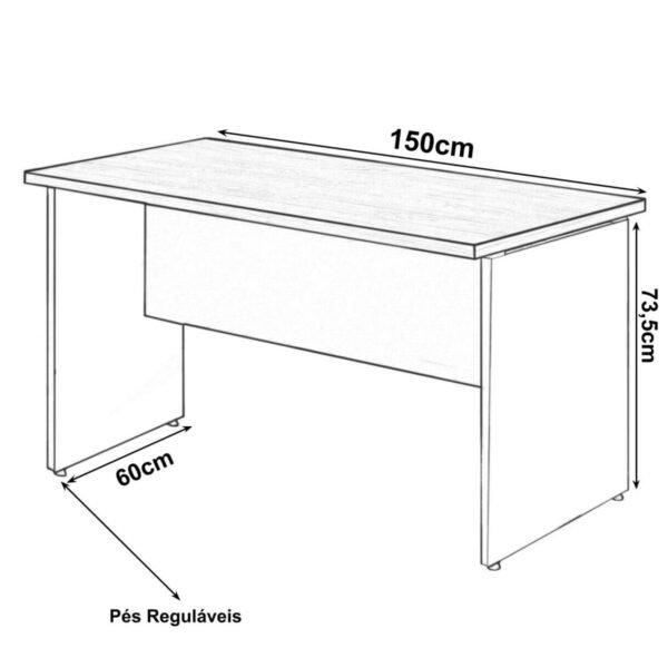 Mesa Escritório 1,50x0,60m - S/ Gavetas - WORKSTART - MARSALA / PRETO - 23472. - Image 2