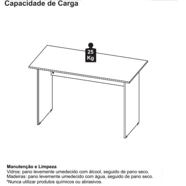 Mesa Escritório 1,50x0,60m - S/ Gavetas - WORKSTART - MARSALA / PRETO - 23472. - Image 3