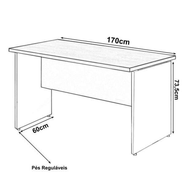 Mesa Escritório 1,70x0,60m - S/ Gavetas - WORKSTART - MARSALA / PRETO - 23474. - Image 2