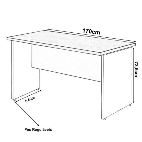 Mesa Escritório 1,70x0,60m - C/ 02 Gavetas - WORKSTART - MARSALA / PRETO - 23475 - Image 2