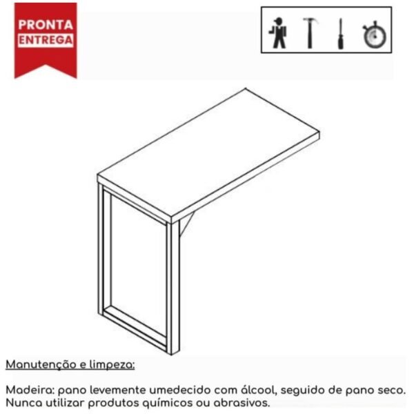 Mesa Auxiliar simples com PÉ QUADRO 0,90m - WORKSTART - NOGAL SEVILHA / PRETO - 24419 - Image 2