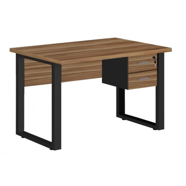Mesa Escritório PÉ QUADRO - 1,20x0,60m - C/ Gavetas - NOGAL SEVILHA/PRETO - 24471
