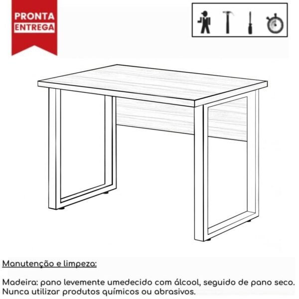 Mesa Escritório PÉ QUADRO - 1,20x0,60m - C/ Gavetas - NOGAL SEVILHA/PRETO - 24471 - Image 2