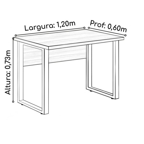 Mesa Escritório PÉ QUADRO - 1,20x0,60m - C/ Gavetas - NOGAL SEVILHA/PRETO - 24471 - Image 3