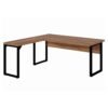 Mesa em L com PÉ QUADRO (Mesa 1,70m + Mesa Auxiliar) - S/ Gavetas - WORKSTART - NOGAL SEVILHA/PRETO - 24478