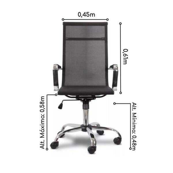 Cadeira PRESIDENTE TELA Charles Eames Esteirinha - COR PRETO - 32878 - Image 2