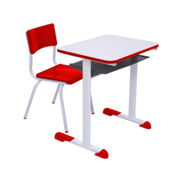 Kit Escolar Individual VERMELHO – (Mesa e Cadeira) – JUVENIL – MDP - COR VERMELHO - 40092