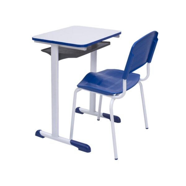 Kit Escolar Individual AZUL – (Mesa e Cadeira) – ADULTO – TAMPO MDP - COR AZUL - 40095 - Image 2