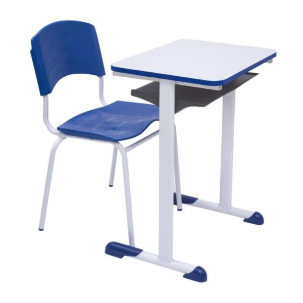 Kit Escolar Individual AZUL – (Mesa e Cadeira) – ADULTO – TAMPO MDP - COR AZUL - 40095