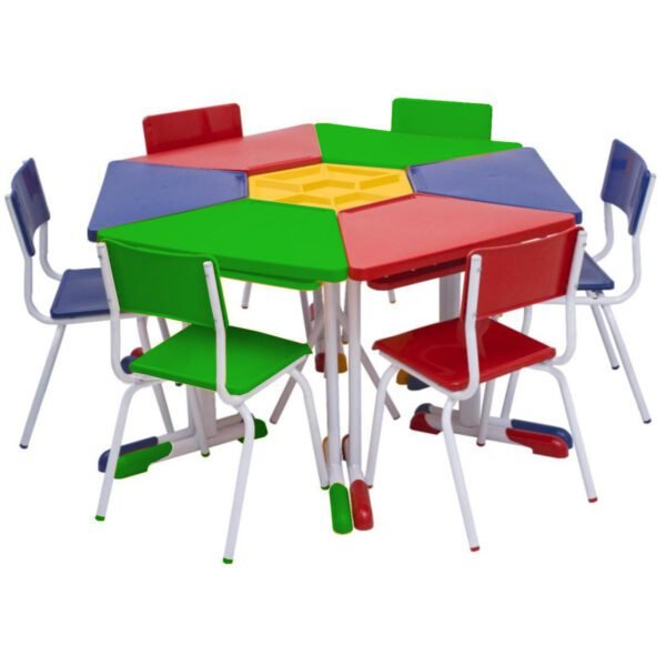 Conjunto HEXAGONAL Mesas e Cadeiras - 02 A 06 anos - INFANTIL -  42011