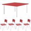Conjunto Quadrado c/ 04 Cadeiras COR VERMELHO – TAMPO PLÁSTICO – 06 a 09 Anos – JUVENIL – 44007