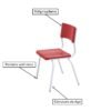 Conjunto Quadrado c/ 04 Cadeiras COR VERMELHO – TAMPO PLÁSTICO – 06 a 09 Anos – JUVENIL – 44007 - Image 3