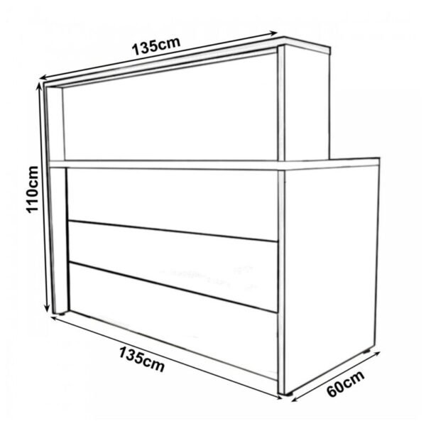 Balcão de Atendimento 1.35x1,13x0,60m - C/ Gavetas - WORKSTART - MARSALA/PRETO - 63084 - Image 3